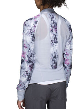 Lululemon If You're Lucky jacket full zip relaxed fit grey floral mesh back 8